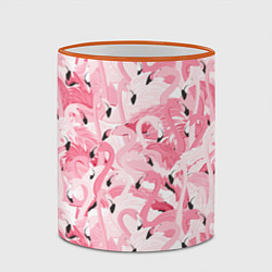 Кружка 3D Стая розовых фламинго, цвет: 3D-оранжевый кант — фото 2