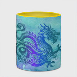 Кружка 3D Бирюзовый дракон узор, цвет: 3D-белый + желтый — фото 2