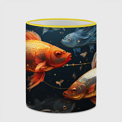 Кружка 3D Рыбки на темном фоне, цвет: 3D-желтый кант — фото 2