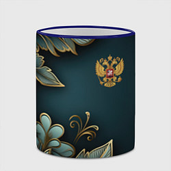 Кружка 3D Золотые листья и герб России, цвет: 3D-синий кант — фото 2