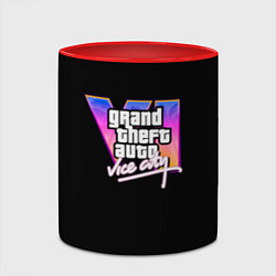 Кружка 3D Gta 6 vice city logo, цвет: 3D-белый + красный — фото 2