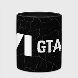 Кружка 3D GTA 6 glitch на темном фоне по-горизонтали, цвет: 3D-белый + черный — фото 2