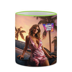 Кружка 3D GTA 6 girl, цвет: 3D-светло-зеленый кант — фото 2