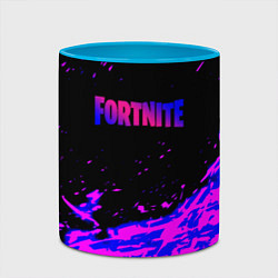 Кружка 3D Fortnite neon logo steel, цвет: 3D-белый + небесно-голубой — фото 2