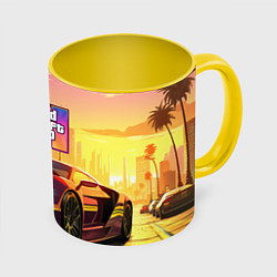 Кружка 3D Auto GTA 6, цвет: 3D-белый + желтый