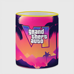 Кружка 3D GTA 6 закат солнца, цвет: 3D-желтый кант — фото 2