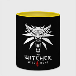 Кружка 3D The Witcher белое лого гейм, цвет: 3D-белый + желтый — фото 2