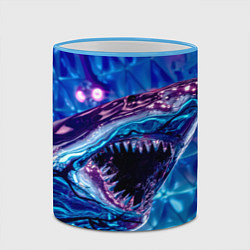 Кружка 3D Фиолетовая акула, цвет: 3D-небесно-голубой кант — фото 2
