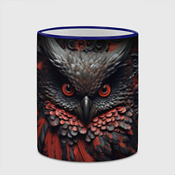 Кружка 3D Черная сова с красными крыльями, цвет: 3D-синий кант — фото 2