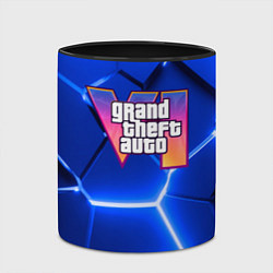 Кружка 3D GTA 6 лого на фоне разлома синих плит, цвет: 3D-белый + черный — фото 2