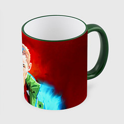 Кружка 3D Слово пацана в стиле аниме - мазки краски, цвет: 3D-зеленый кант