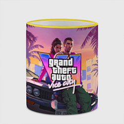 Кружка 3D Grand theft auto 6 Лусия и Джейсон, цвет: 3D-желтый кант — фото 2