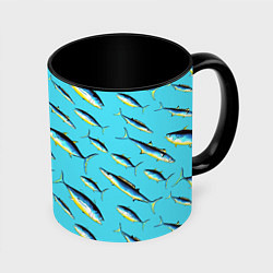 Кружка 3D Косяк рыб в море, цвет: 3D-белый + черный