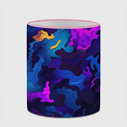 Кружка 3D Яркие кислотная разноцветные пятна в виде камуфляж, цвет: 3D-розовый кант — фото 2