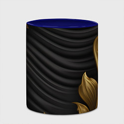 Кружка 3D Узоры золотые на черном фоне, цвет: 3D-белый + синий — фото 2