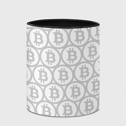 Кружка 3D Биткоин патерн на белом фоне, цвет: 3D-белый + черный — фото 2