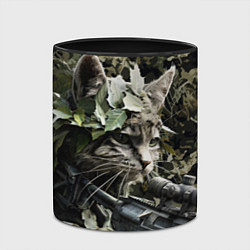 Кружка 3D Кот снайпер в камуфляже, цвет: 3D-белый + черный — фото 2