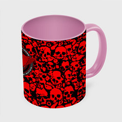 Кружка 3D Thirty Seconds to Mars skull pattern, цвет: 3D-белый + розовый