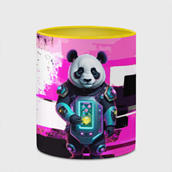 Кружка 3D Funny panda - cyberpunk, цвет: 3D-белый + желтый — фото 2