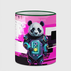 Кружка 3D Funny panda - cyberpunk, цвет: 3D-зеленый кант — фото 2
