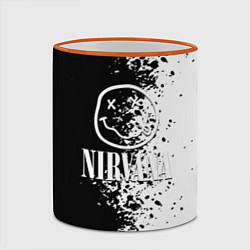 Кружка 3D Nirvana чернобелые краски рок, цвет: 3D-оранжевый кант — фото 2
