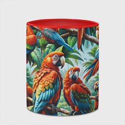 Кружка 3D Попугаи Ара - тропики джунгли, цвет: 3D-белый + красный — фото 2