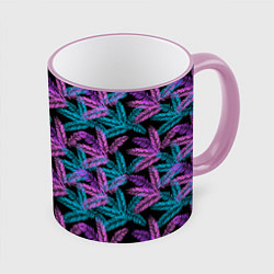 Кружка 3D Тропические пальмовые листья, цвет: 3D-розовый кант
