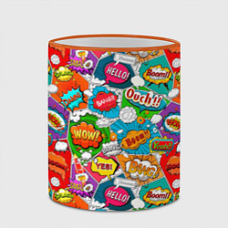 Кружка 3D Bang Boom Ouch pop art pattern, цвет: 3D-оранжевый кант — фото 2