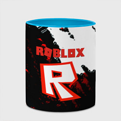 Кружка 3D Roblox logo краски мобайл гейм, цвет: 3D-белый + небесно-голубой — фото 2