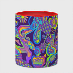 Кружка 3D Психоделические цветы, цвет: 3D-белый + красный — фото 2