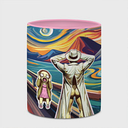 Кружка 3D Пародия Эдвард Мунк картина Крик эксгибиционизм, цвет: 3D-белый + розовый — фото 2