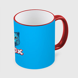 Кружка 3D Roblox синий кот, цвет: 3D-красный кант