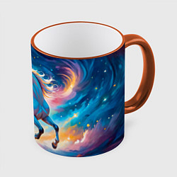 Кружка 3D Космический скакун, цвет: 3D-оранжевый кант