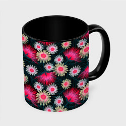 Кружка 3D Floral pattern, цвет: 3D-белый + черный