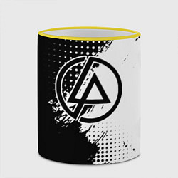 Кружка 3D Linkin park - черно-белая абстракция, цвет: 3D-желтый кант — фото 2