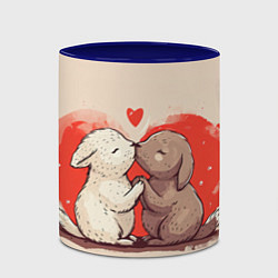 Кружка 3D Влюбленные кролики, цвет: 3D-белый + синий — фото 2