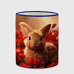 Кружка 3D Влюбленный кролик в розах, цвет: 3D-синий кант — фото 2
