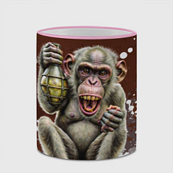 Кружка 3D Обезьяна с гранатой в лапе, цвет: 3D-розовый кант — фото 2