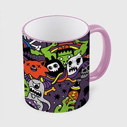 Кружка 3D Страшно веселые монстры, цвет: 3D-розовый кант