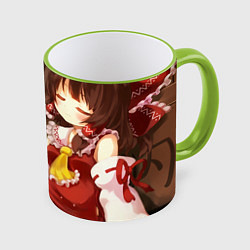Кружка 3D Touhou Project Рейму sleep, цвет: 3D-светло-зеленый кант