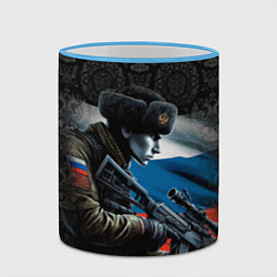 Кружка 3D Я русский солдат, цвет: 3D-небесно-голубой кант — фото 2