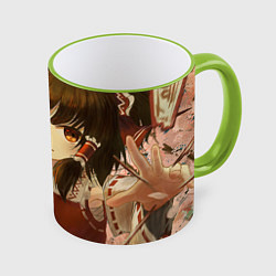 Кружка 3D Touhou Project Рейму fight, цвет: 3D-светло-зеленый кант