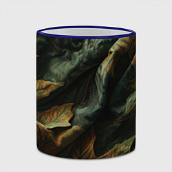 Кружка 3D Реалистичный охотничий камуфляж из ткани и листьев, цвет: 3D-синий кант — фото 2