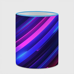 Кружка 3D Неоновые яркие абстрактные полосы, цвет: 3D-небесно-голубой кант — фото 2