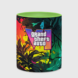 Кружка 3D GTA 6 logo абстрактные листья, цвет: 3D-белый + светло-зеленый — фото 2