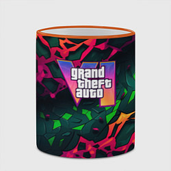 Кружка 3D GTA 6 logo яркий неоновый камуфляжный стиль, цвет: 3D-оранжевый кант — фото 2