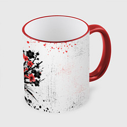 Кружка 3D Ghost of Tsushima - sakura samurai ghost, цвет: 3D-красный кант