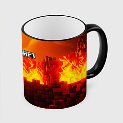 Кружка 3D Minecraft огненная стена, цвет: 3D-черный кант