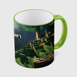 Кружка 3D Minecraft logo world, цвет: 3D-светло-зеленый кант