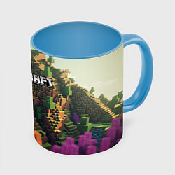 Кружка 3D Minecraft logo карты, цвет: 3D-белый + небесно-голубой